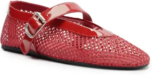 Buckle Strap Mesh Ballet Flats for Womens, Mary Jane Round Toe Slip On Dress Ballerinas Soft Shoes