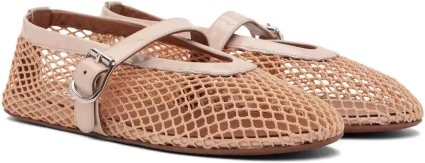 Buckle Strap Mesh Ballet Flats for Womens, Mary Jane Round Toe Slip On Dress Ballerinas Soft Shoes