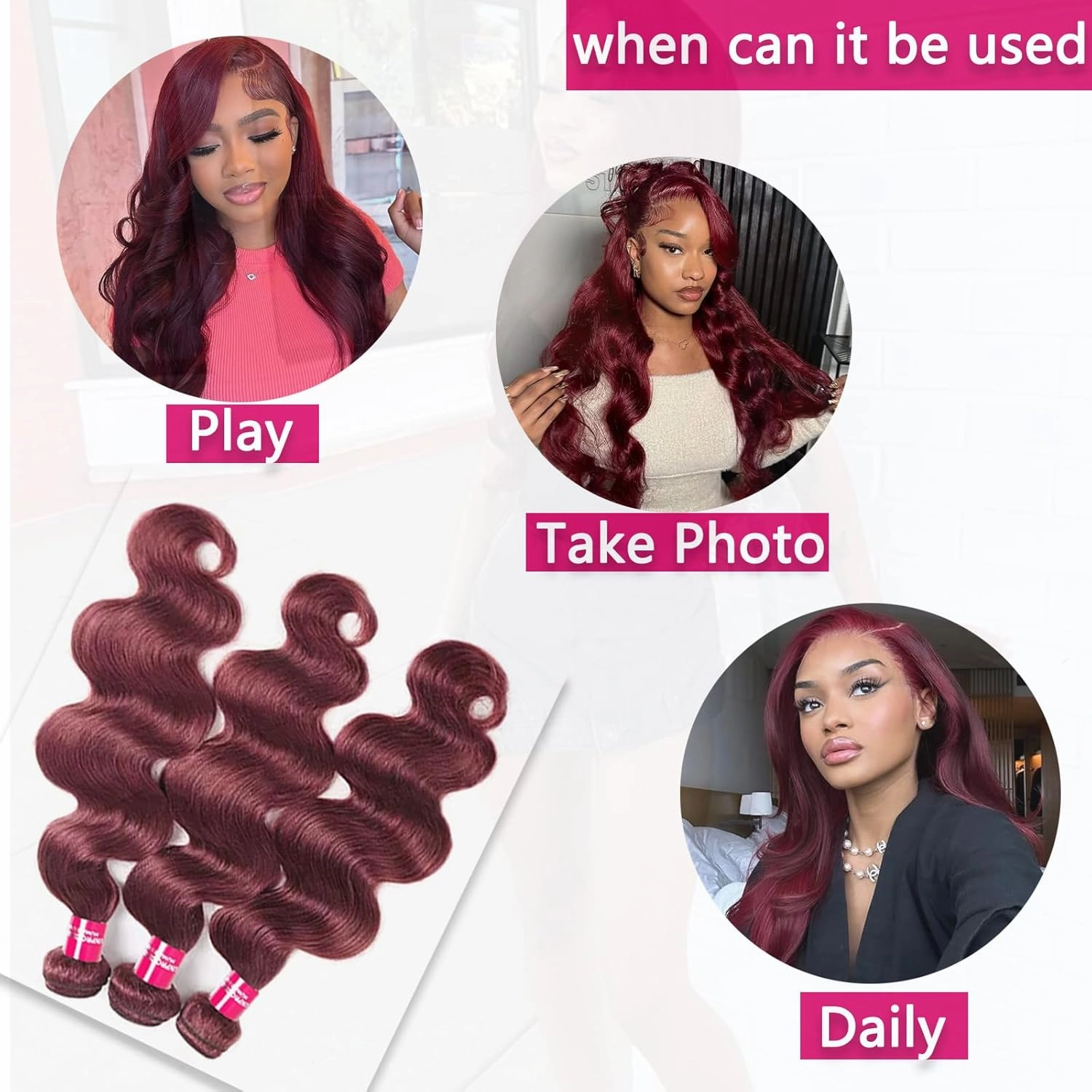 Burgundy Bundles with Closure Human Hair 20 22 24 20inch Red Body Wave Bundles with Closure 10A 99J Brazilian Body Wave Human Hair