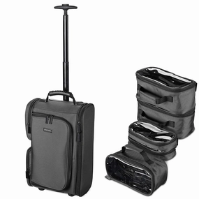 BYOOTIQUE Rolling Makeup Train Case 2in1 Makeup Travel Backpack Cosmetic Carry-on Backpack Shoulder Organizer Storage Cosmetology Trolley Bag makeup travel case with 5 Removable Travel Zipper Bag