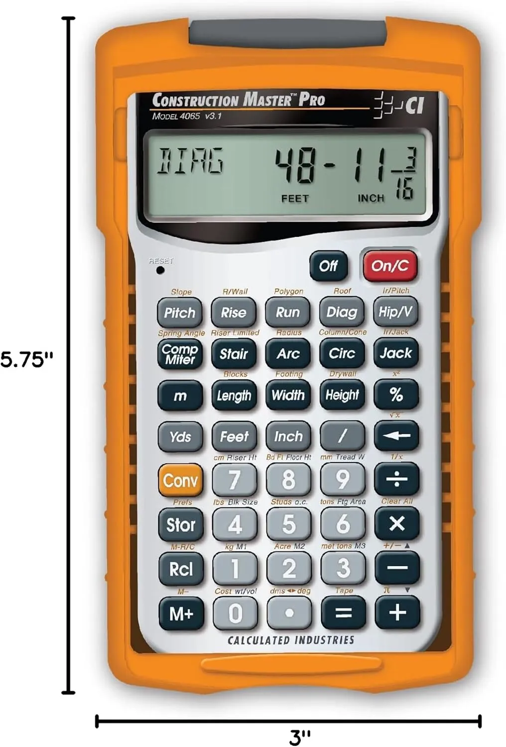 Calculated Industries 4065 Construction Master Pro Advanced Construction Math Feet-inch-Fraction Calculator for Contractors, Estimators, Builders, Framers, Remodelers, Renovators and Carpenters
