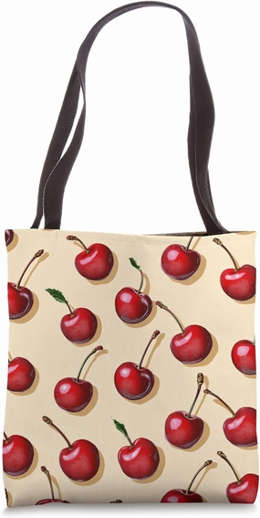 Candy Red Cherry Pattern Tote Bag