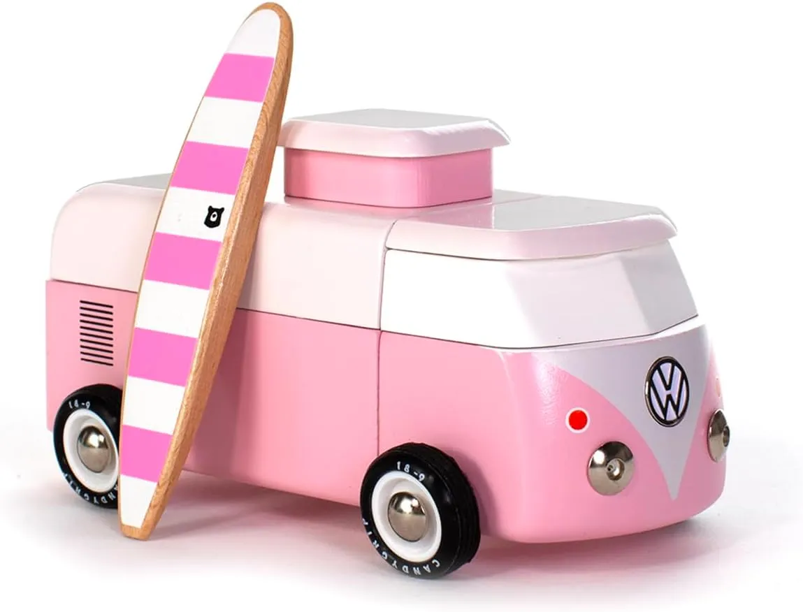 Candylab Toys - Americana Collection - VW Beach Bus Pink - Premium Handcrafted Wooden Car Toy