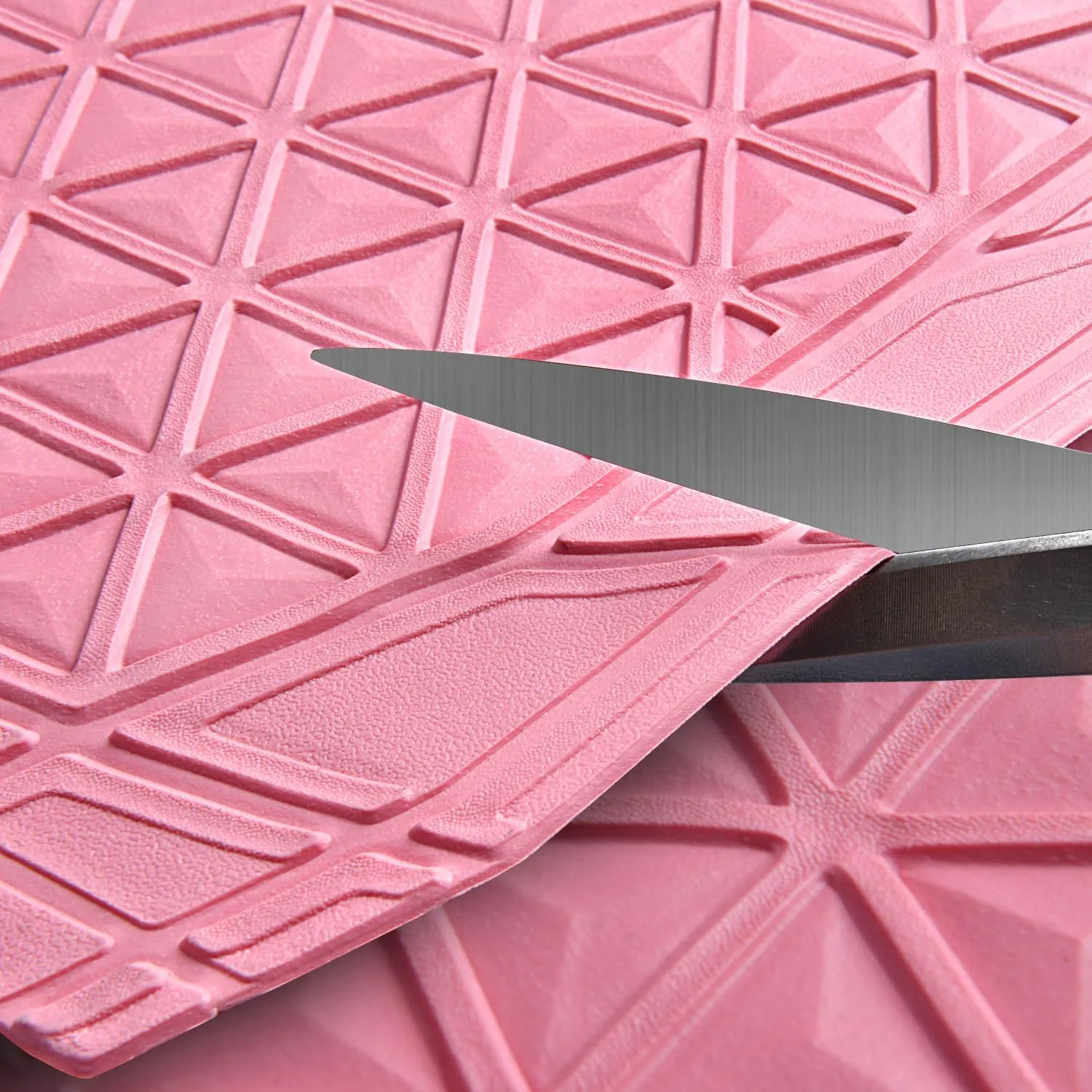 CAR PASS Bling Car Mats Diamond Rubber Floor Mats Full Set Anti-Slip 3D Rhombus Waterproof Trim to Fit Liner Universal Glitter Crystal Sparkly Shining Rhinestone Girl Women SUV Sedan Van, Pink Rubber