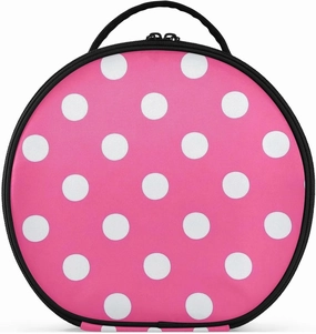 Cartoon Dot Hot Pink Toiletry Bags Vertical Free-Standing Large Cosmetic Travel Bags For Women with adjustable dividers 11 IN