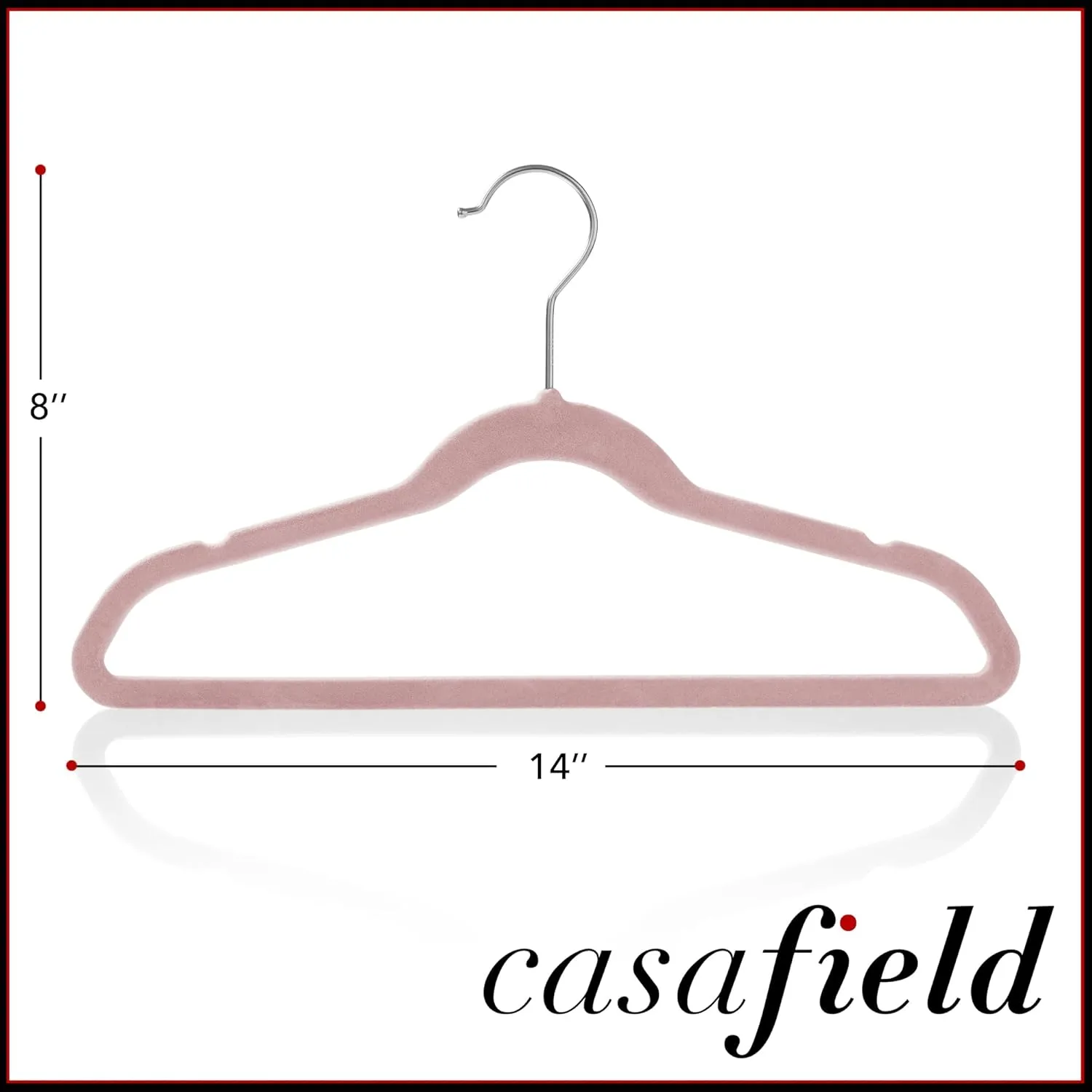Casafield 50 Velvet Kid's Hangers - 14" Size for Children's Clothes - Light Pink