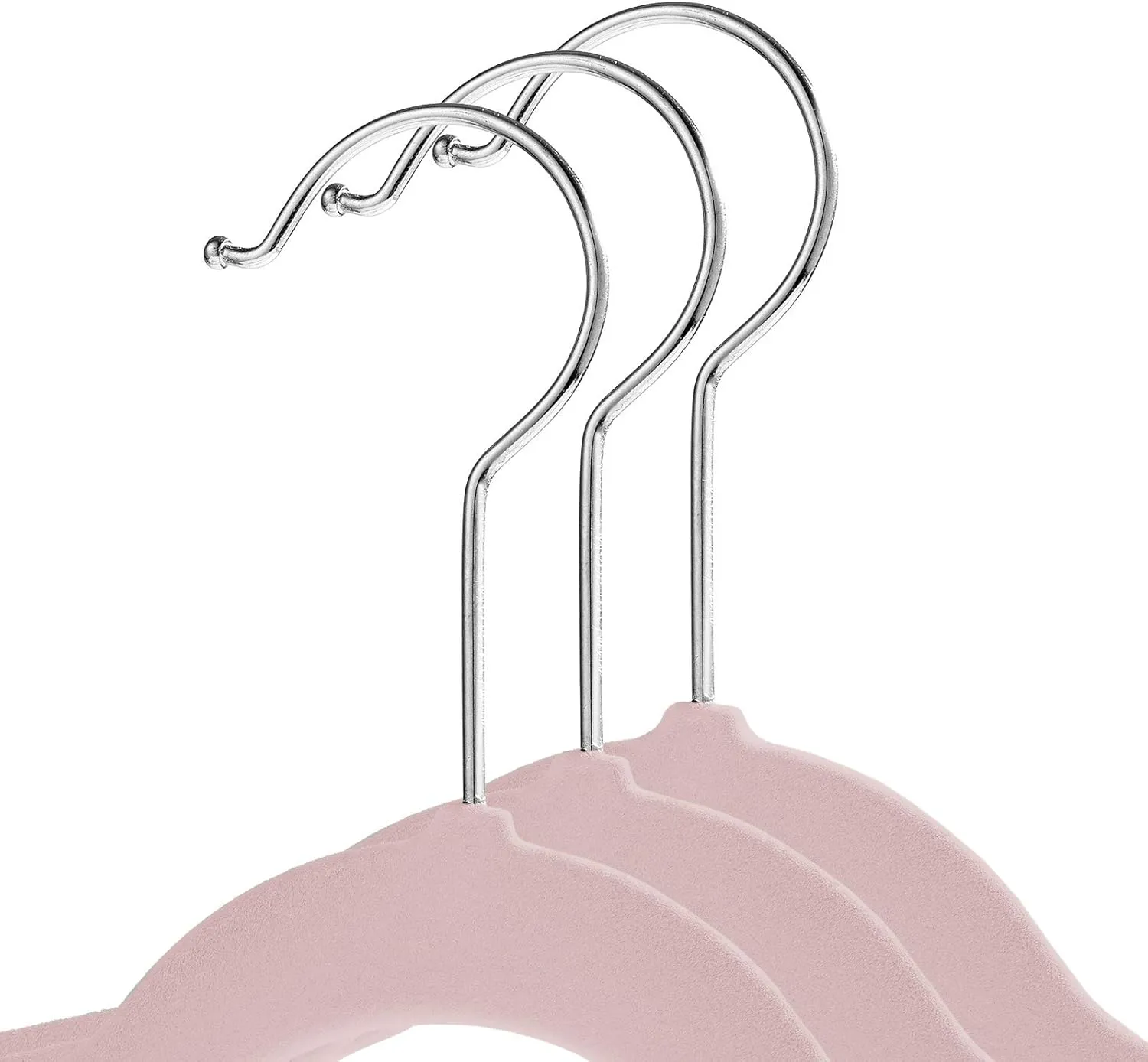 Casafield 50 Velvet Kid's Hangers - 14" Size for Children's Clothes - Light Pink