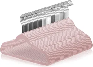 Casafield 50 Velvet Kid's Hangers - 14" Size for Children's Clothes - Light Pink