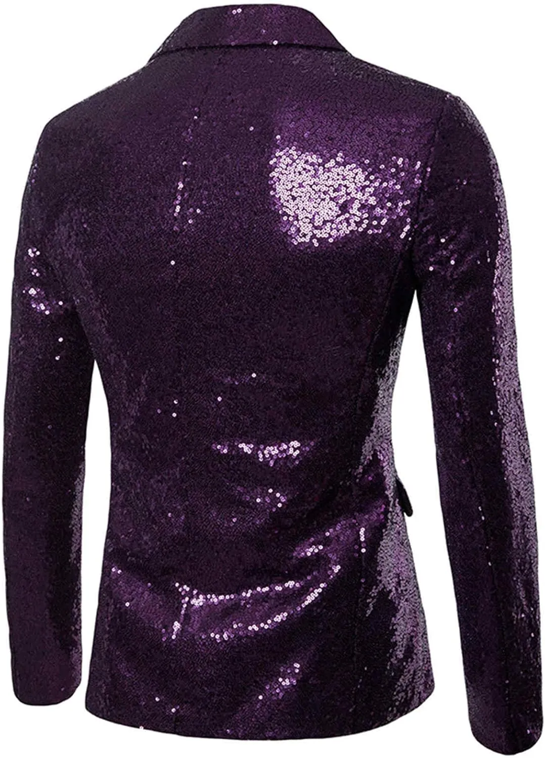 Casual Two Buttons Notched Lapel Suit Jacket Men Shiny Sequin Blazers Tuxedo Two Buttons Lightweight Business