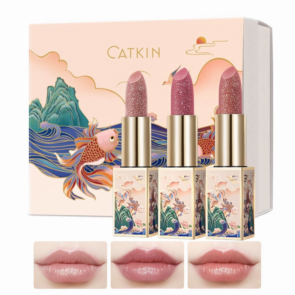 CATKIN Lip Balm Color Tinted Changing Lipstick Ultra Hydrating Lip Moistrurizer Chapstick with Vitamin E Nourishing For Cracked & Dry Lips 0.12 oz 3pcs Gift Box (C13 C14 C15)