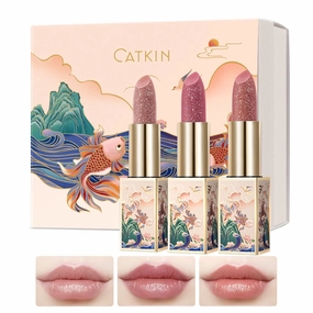 CATKIN Lip Balm Color Tinted Changing Lipstick Ultra Hydrating Lip Moistrurizer Chapstick with Vitamin E Nourishing For Cracked & Dry Lips 0.12 oz 3pcs Gift Box (C13 C14 C15)