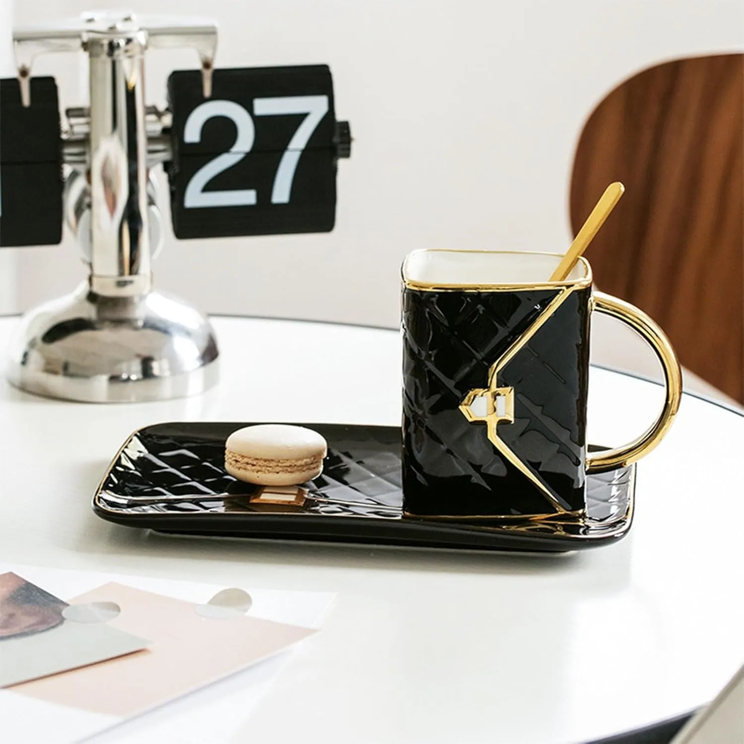 Ceramic Handbag Shaped Cup And Plate Set, Ceramic Coffee Cup And Tea Cup With Dish Spoon Suitable For Office And Home Coffee(C)
