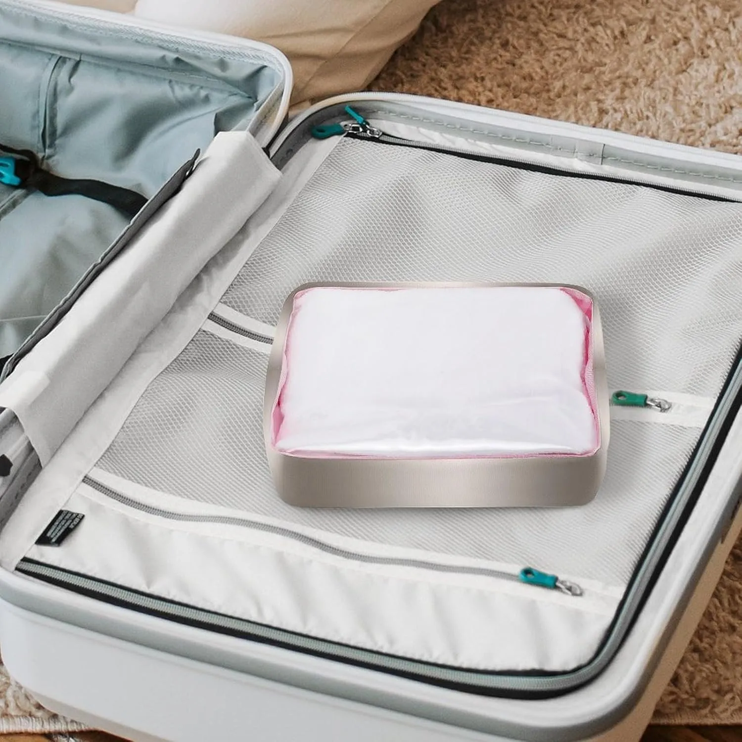 Champagne Shimmer Sparkle Flutter Butterfly Transparent Storage Bag, 5-piece Makeup Bag Set Pink-style