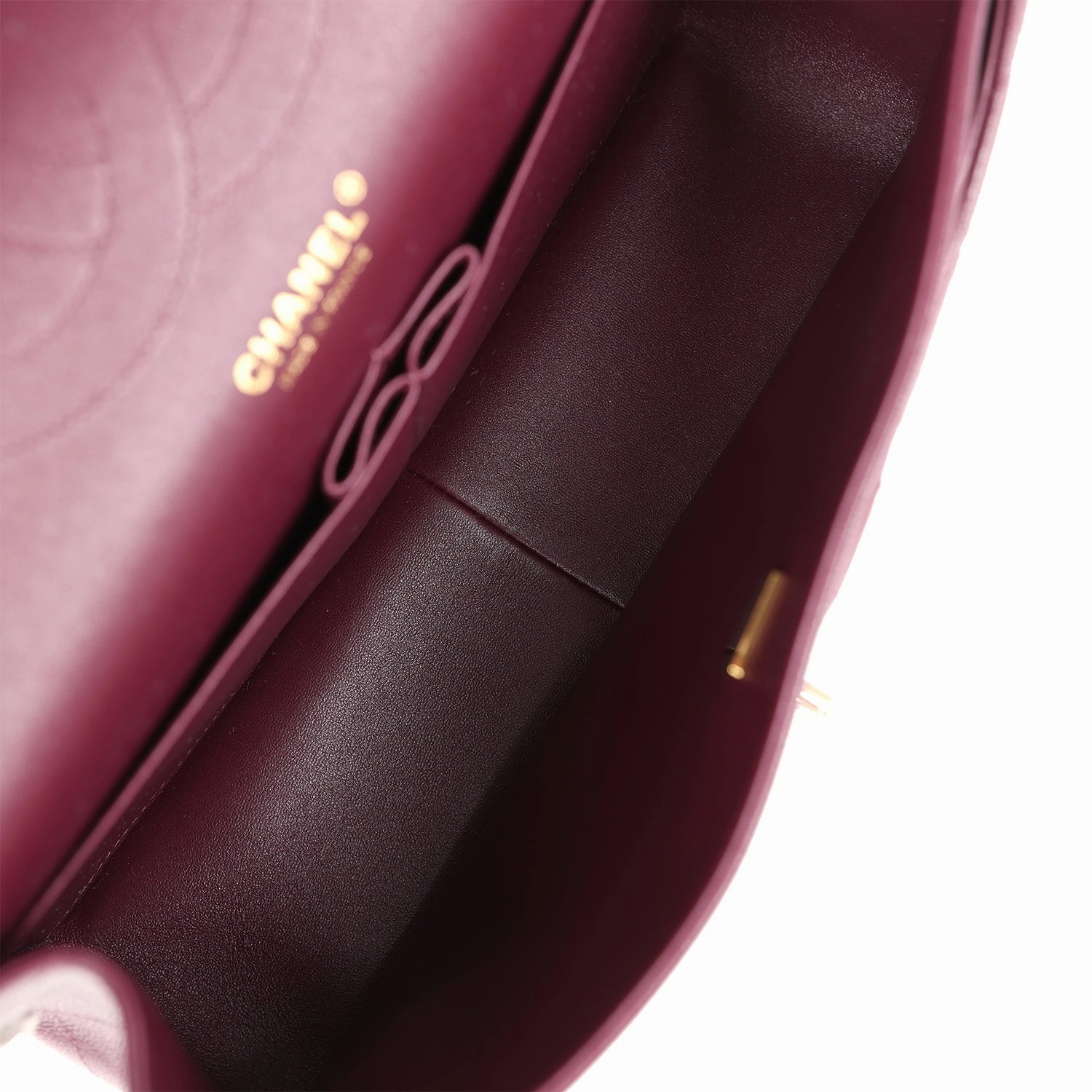 Chanel Jumbo Classic Double Flap Bag Dark Burgundy Shiny Caviar Gold Hardware