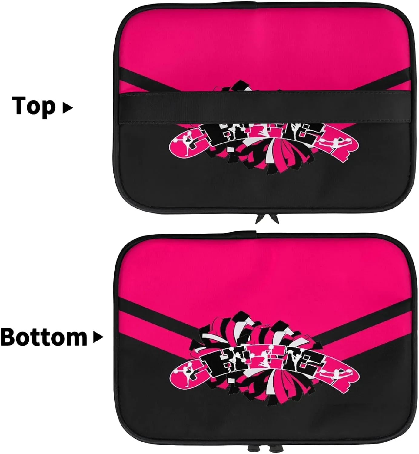 Cheer Custom Name Makeup Bag Personalized Large Cosmetic Case Portable Travel Make Up Organizer for Women Girls With Handle, Bright Pink