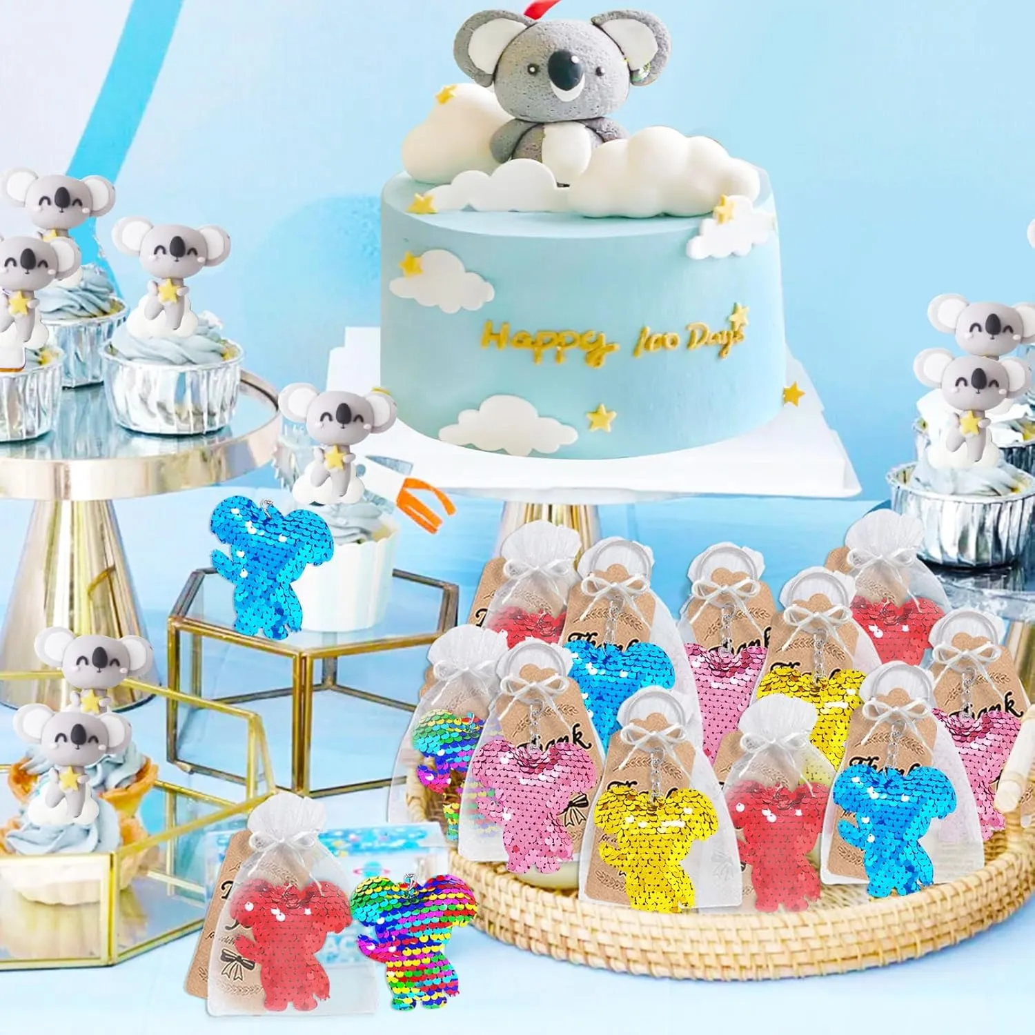 CiciBear 25 Pack Koala Sequin Keychains for Koala Party Favors, Kids and Adults Birthday Gift, Baby Shower, Party, 5 Colors