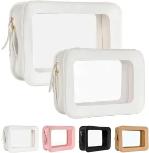 Clear Makeup Bags, TSA Approved Travel Toiletry Pouch with Zipper, Organizer Cosmetic Case for Travel Purse Car Transparent,Square Pouches for Women Men