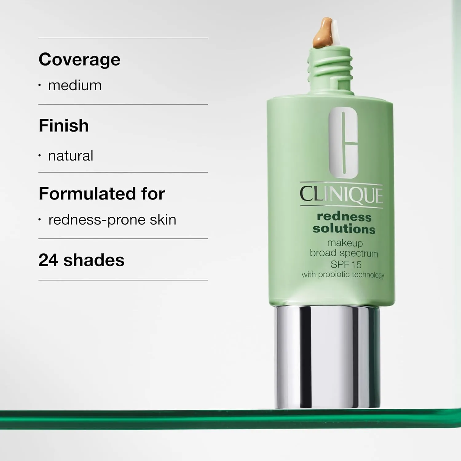 Clinique Redness Solutions Liquid Foundation Makeup Broad Spectrum SPF 15 With Probiotic Technology | Covers Redness   Appropriate For Skin With Rosacea