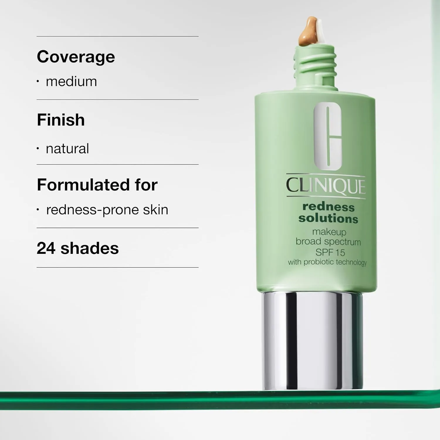 Clinique Redness Solutions Liquid Foundation Makeup Broad Spectrum SPF 15 With Probiotic Technology | Covers Redness   Appropriate For Skin With Rosacea