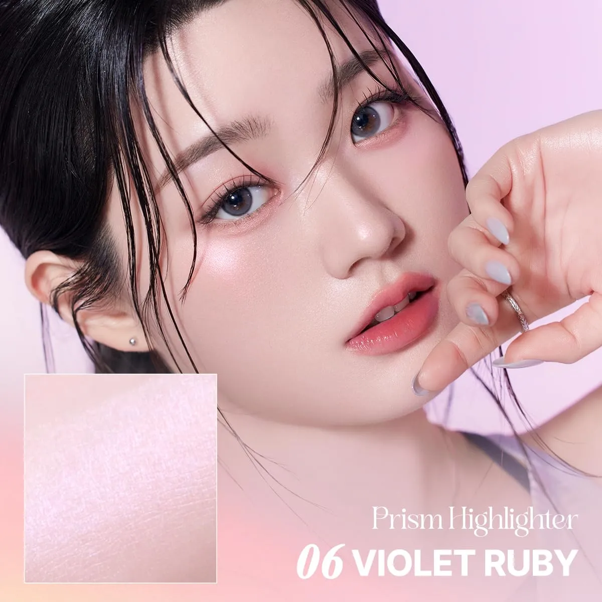 CLIO Prism Highlighter makeup, High Glossy Face Illuminator, Pearl Shimmer Smooth Baked Powder, Glitter Long- Lasting (6 Colors) (03 Frozen Crystal, One Size)