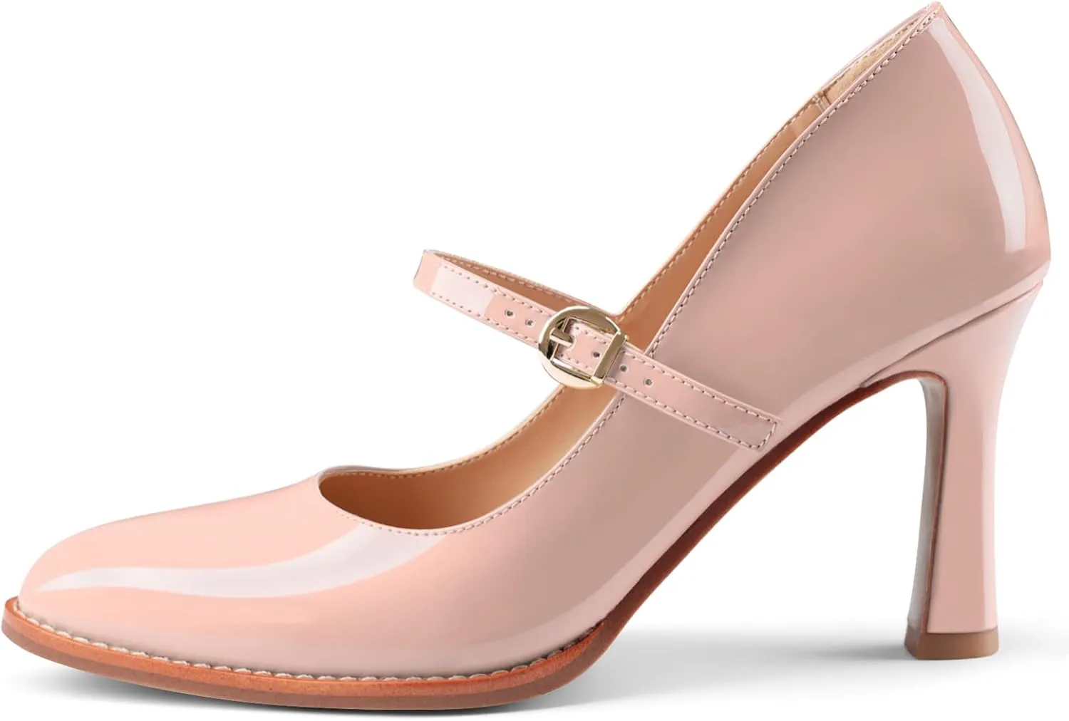 Closed Toe Heels for Women Stylish Mary Jane Pointed Toe 3.5 inch Stiletto Heel Pumps Spring Summer Office Wedding Party Dress Shoes
