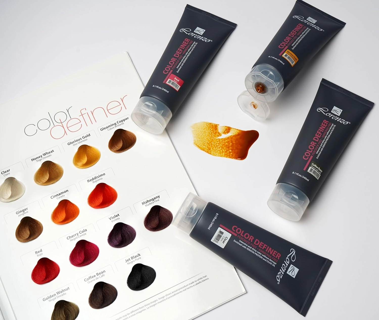 Color Definer Cellophane 8.11fl.oz/240ml | Peroxide & Ammonia Free | Glossy hair Brilliant color without Damaged Hair | Stain Remover Inside (Red, 240ml / 8.11Fl.Oz)