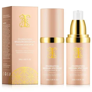 Colour Changing Foundation Liquid 4 in 1, Oil-free BB Cream Makeup, Hydrating Longwearing & Waterproof Concealer, SPF 50  Makeup Base Nude Face, Foundation Medium Spectrum for all Skin(2PCS)