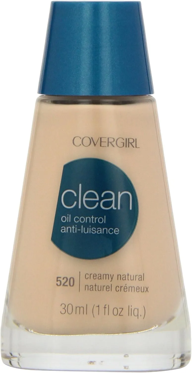 CoverGirl Clean Oil Control Liquid Makeup, Creamy Natural (N) 520, 1.0-Ounce Bottles (Pack of 2)