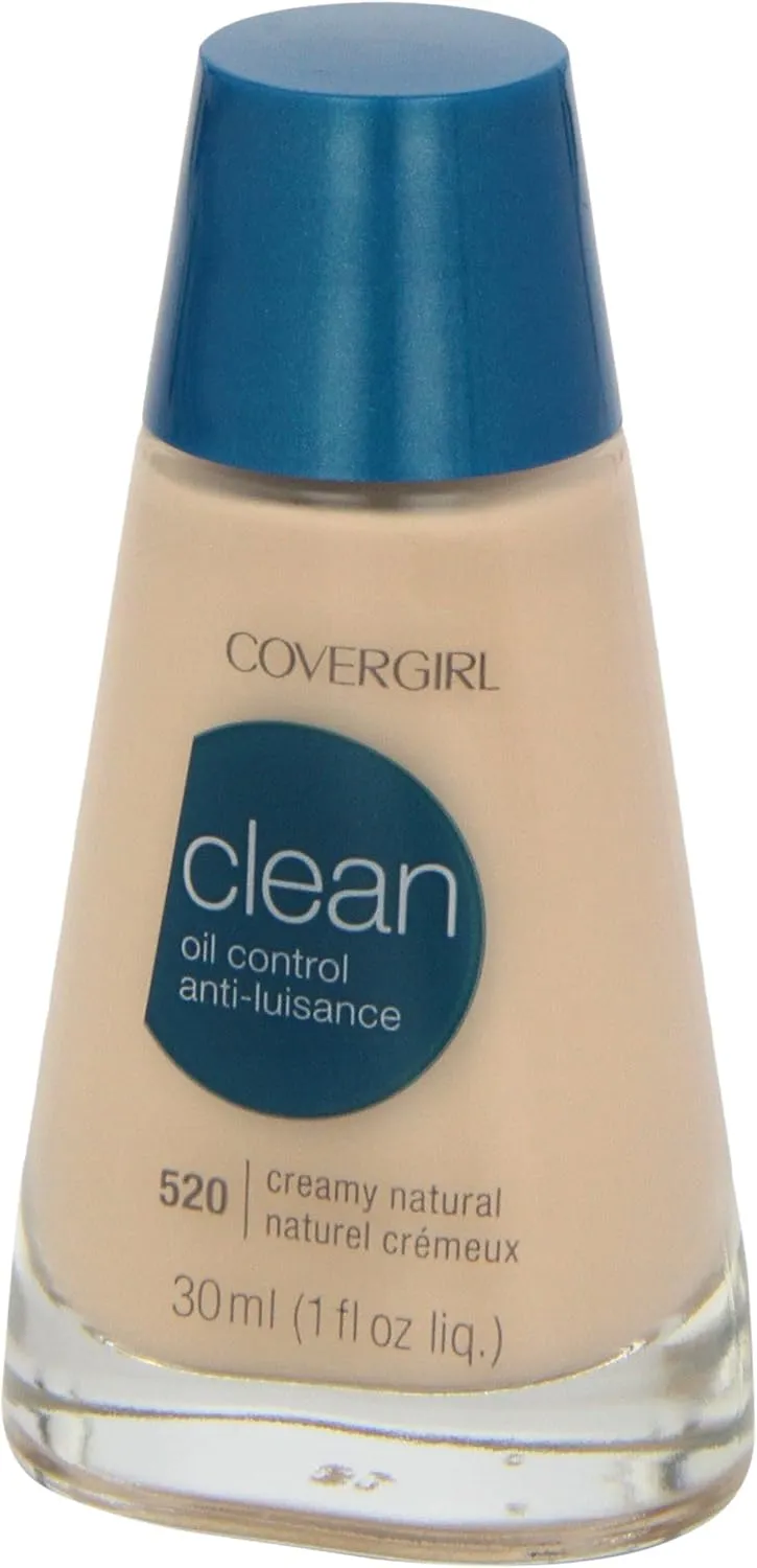 CoverGirl Clean Oil Control Liquid Makeup, Creamy Natural (N) 520, 1.0-Ounce Bottles (Pack of 2)