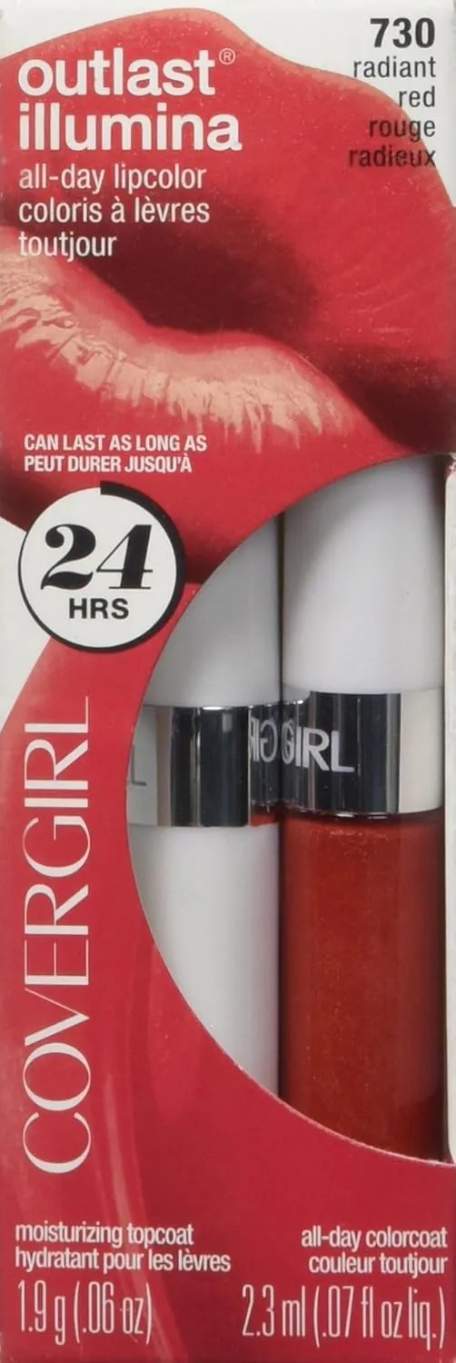 COVERGIRL Outlast Illumia All-Day Moisturizing Lip Color, Radiant Red 730 , 1 Count