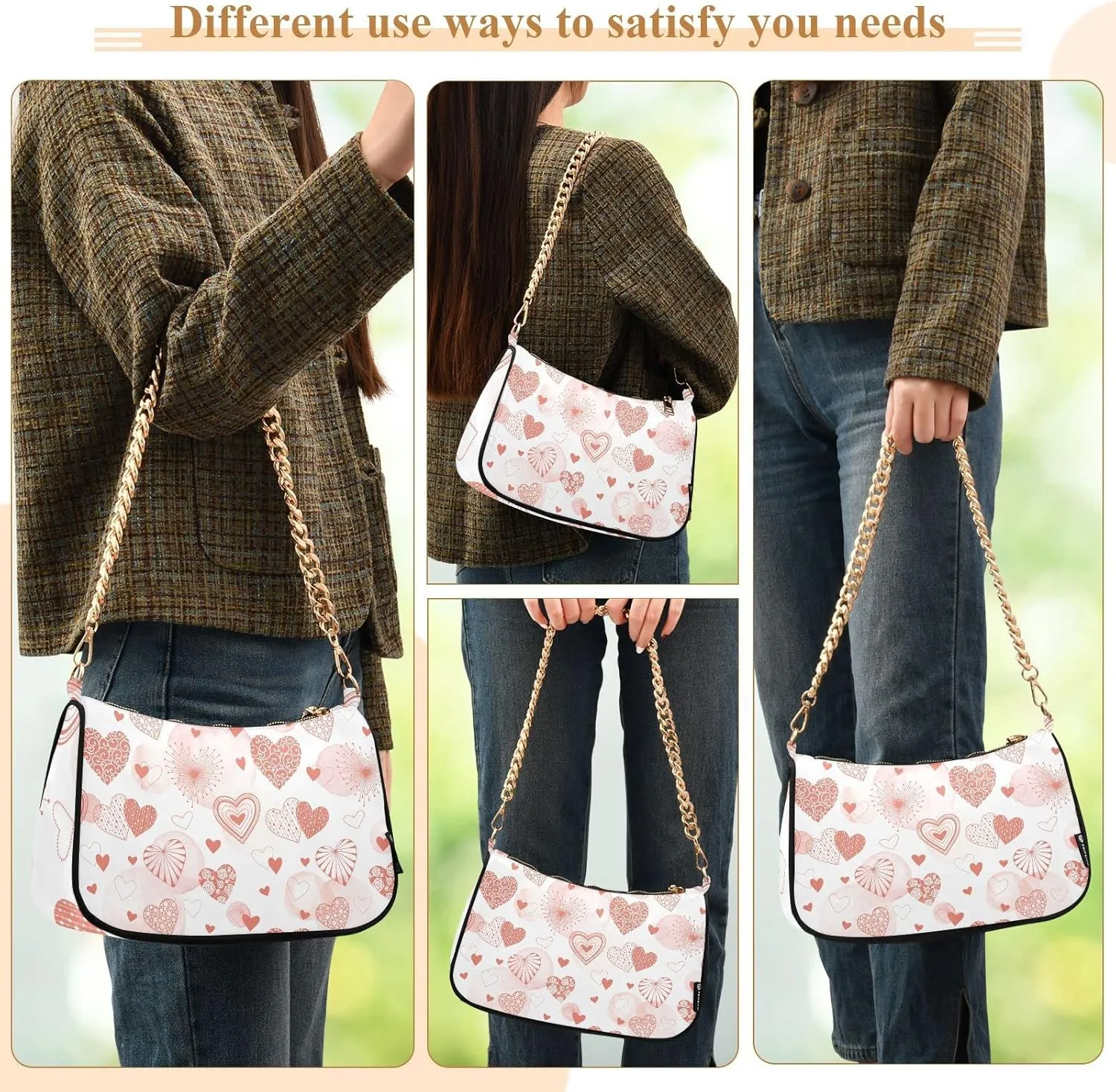 Cross Body Bag Cute Vintage Flowers Tote Bag Chain Bag Shoulder Bag Handbag Purse for Women