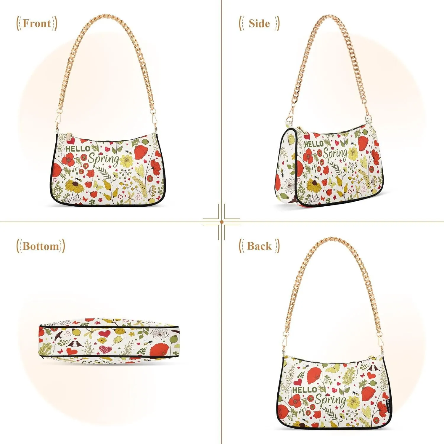 Cross Body Bag Gingham Red White Tote Bag Chain Bag Shoulder Bag Handbag Purse for Women