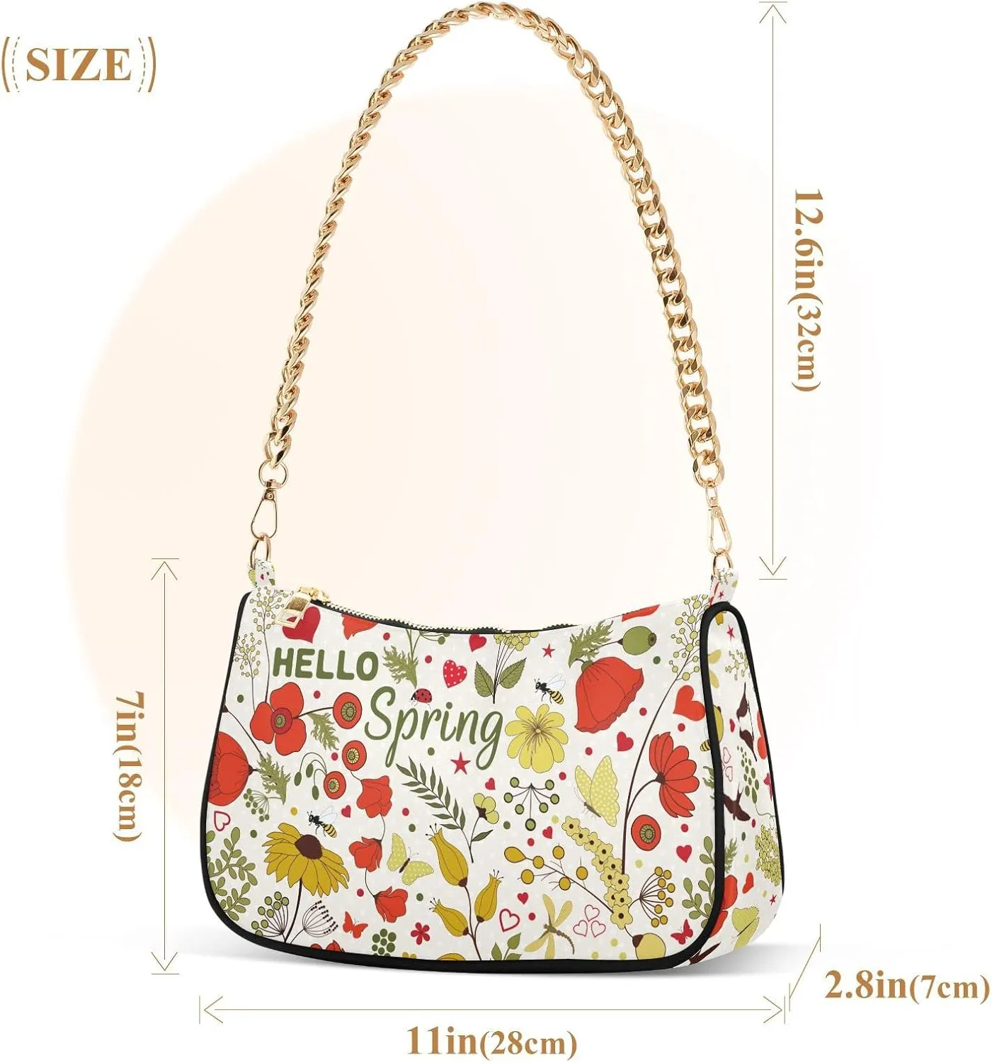 Cross Body Bag Gingham Red White Tote Bag Chain Bag Shoulder Bag Handbag Purse for Women