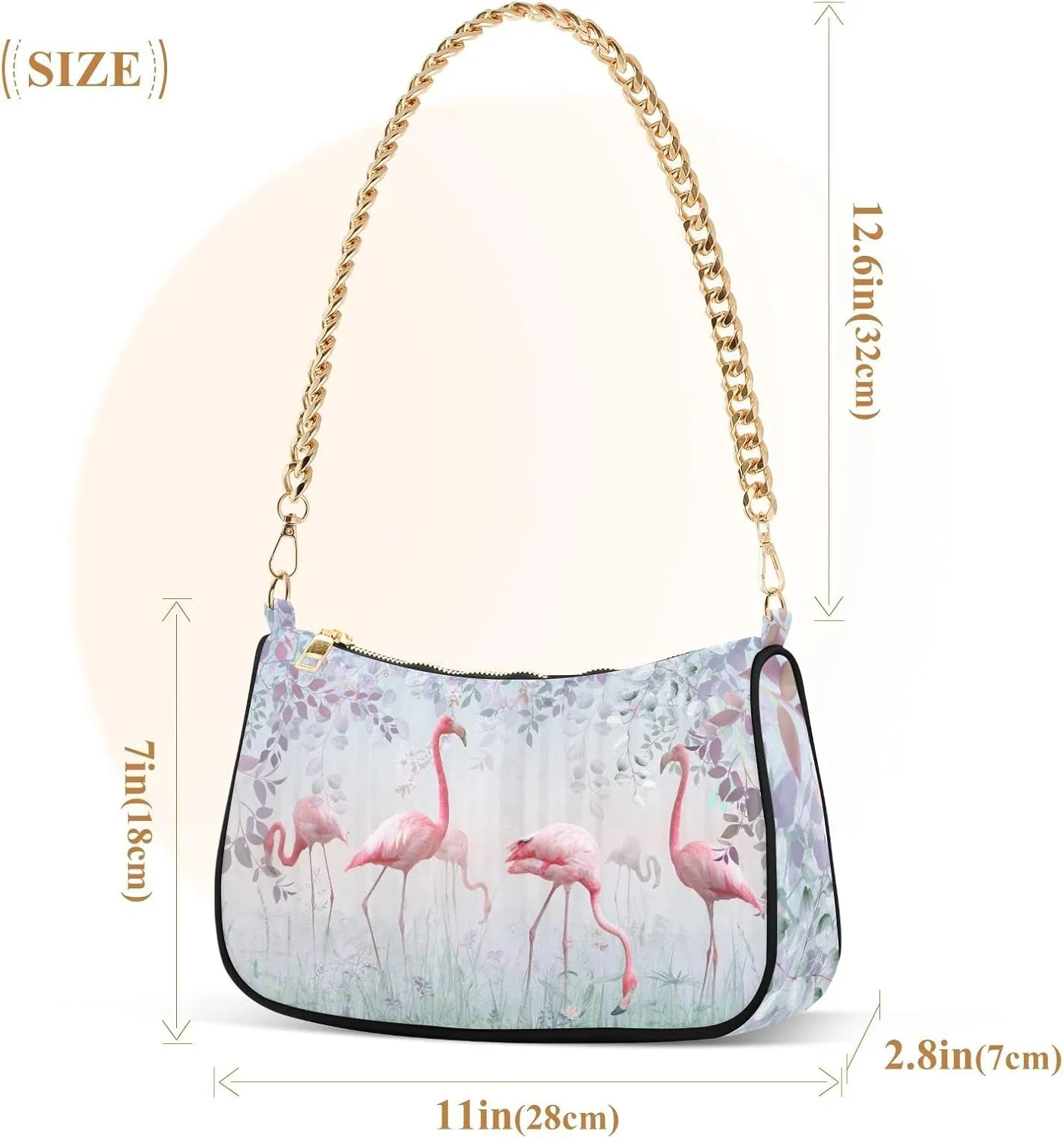 Cross Body Bag Pink Flamingos Turquoise Mist Tote Bag Chain Bag Shoulder Bag Handbag Purse for Women