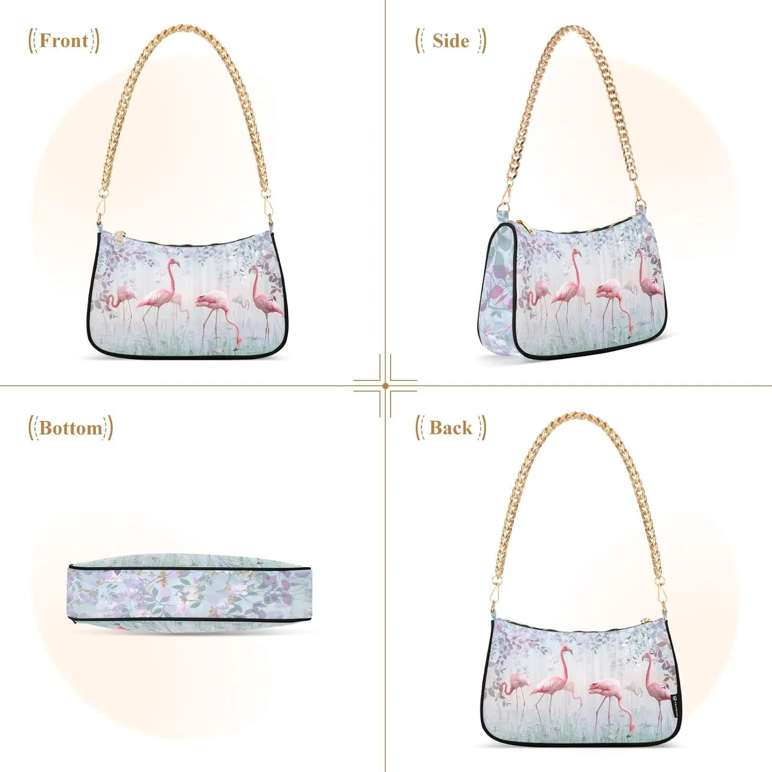 Cross Body Bag Pink Flamingos Turquoise Mist Tote Bag Chain Bag Shoulder Bag Handbag Purse for Women