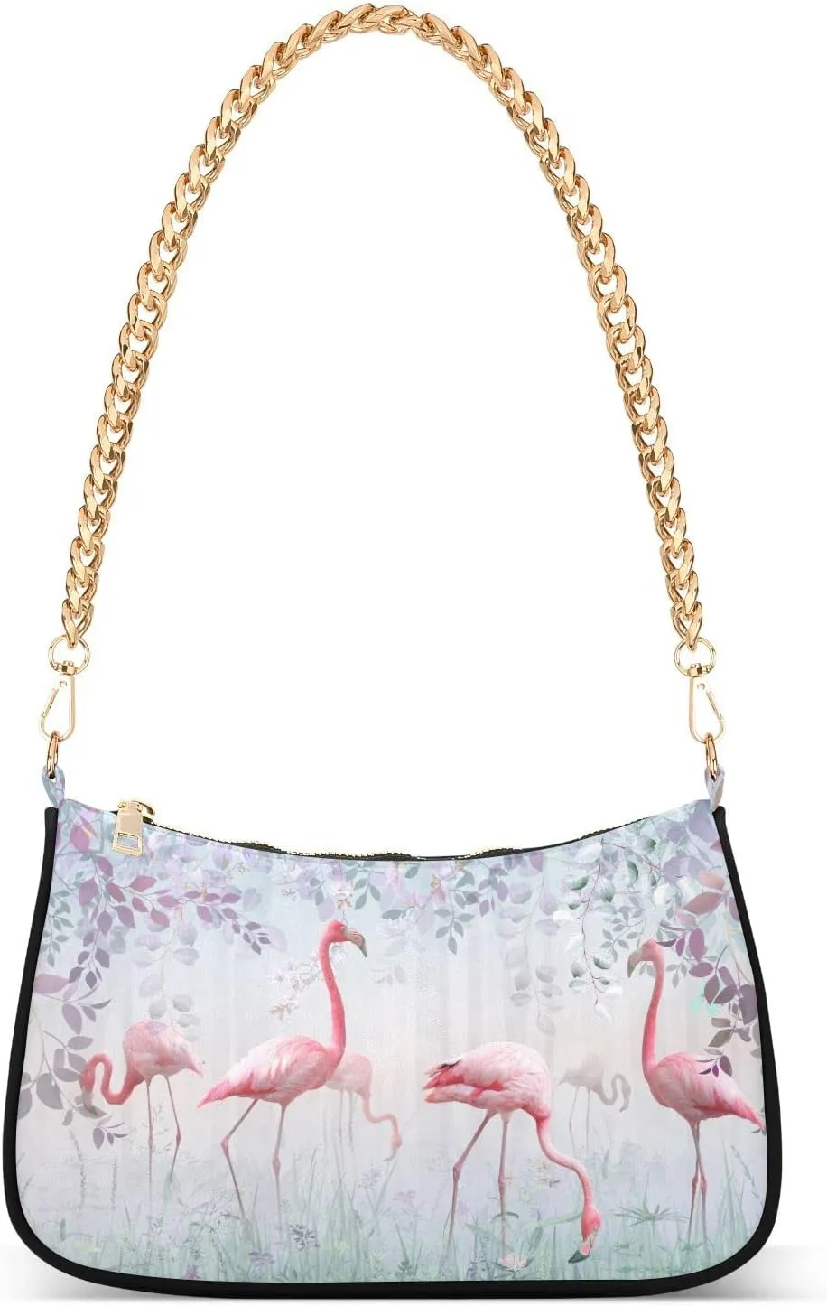 Cross Body Bag Pink Flamingos Turquoise Mist Tote Bag Chain Bag Shoulder Bag Handbag Purse for Women
