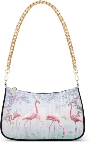 Cross Body Bag Pink Flamingos Turquoise Mist Tote Bag Chain Bag Shoulder Bag Handbag Purse for Women