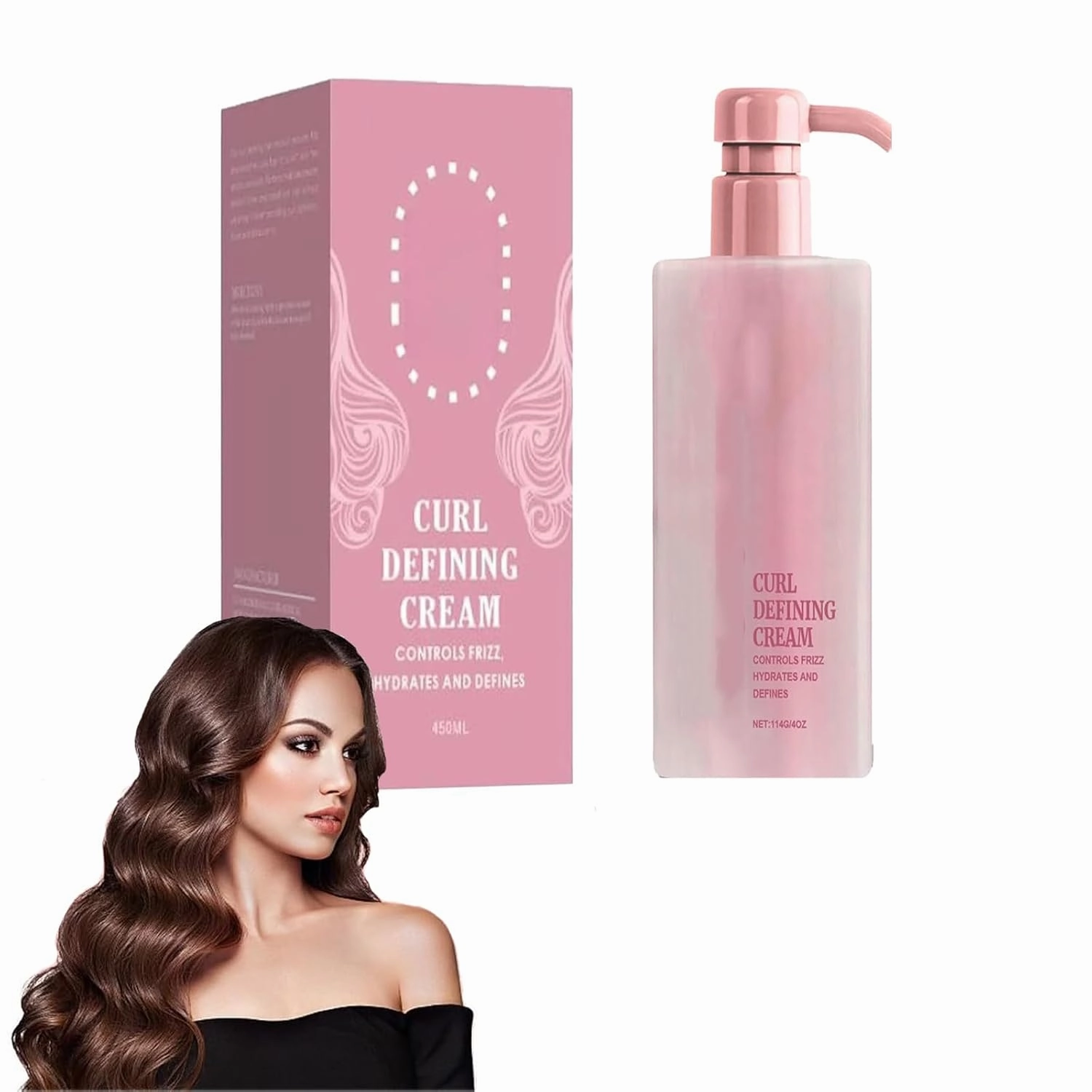 Curl Defining Cream, Moisturizing Elasticity Hair Curl Cream, Long-Lasting Styling Creams, Style With Shea Butter Frizz, Fluffy Natural Luster Shaping Cream for Wavy & Curly Hair (1Pc)