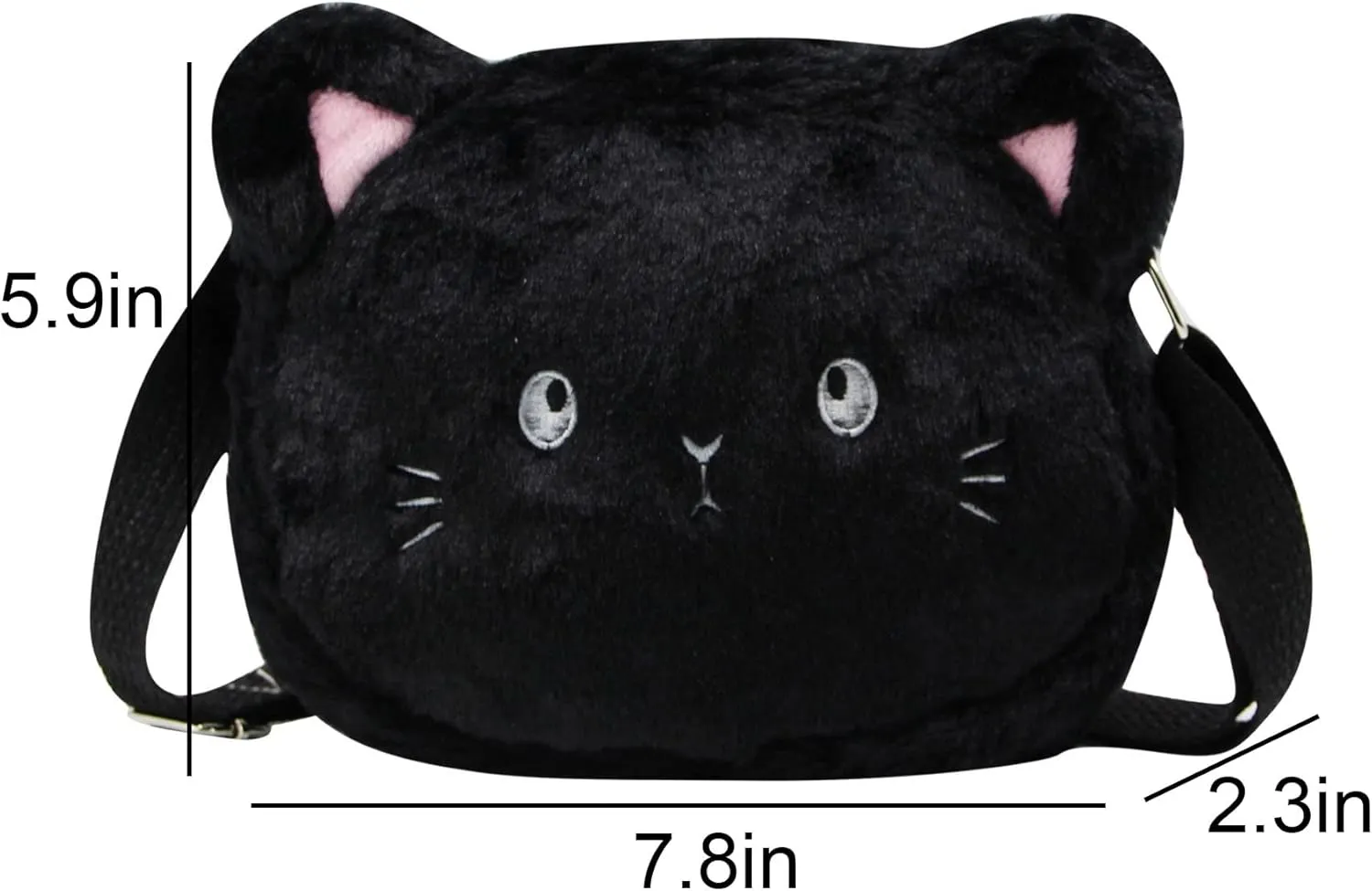 Cute Cat Crossbody Purse Pink Small Fluffy Satchel Shoulder Bag Animal Plush Messenger Bag Kawaii Purse for Women