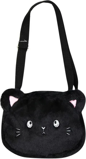 Cute Cat Crossbody Purse Pink Small Fluffy Satchel Shoulder Bag Animal Plush Messenger Bag Kawaii Purse for Women