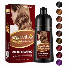 Dark Brown Hair Dye 16.9 Fl Oz, Argan Oil Hair Shampoo, 3 in 1 Dye Shampoo, Easy To Use, Semi-Permanent Hair Color Shampoo (Dark Brown)
