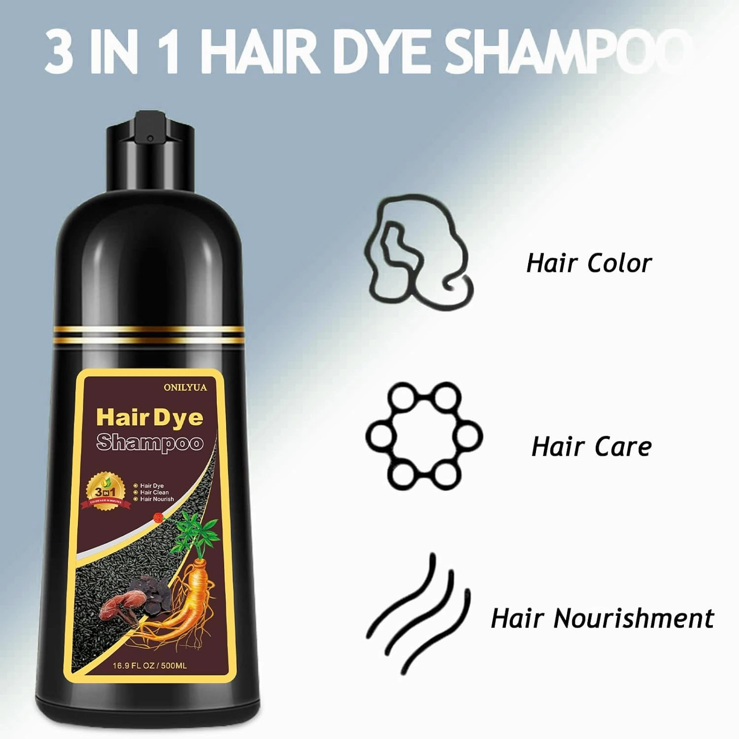 Dark Wine Red Hair Dye, Hair Dye Shampoo for Women & Men, Color Shampoo Hair Dye, Shampoo Para Pintar El Cabello 16.9 Fl Oz, Safe and Natural Champu Para Canas (Dark Wine Red)