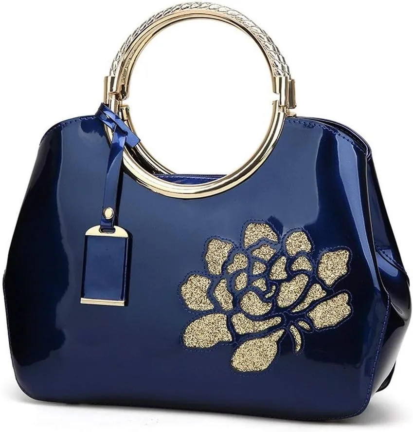 Dayfine Women's Patent Leather Shiny Banquet Shell One-shoulder Diagonal Bag Bridal Wedding Tote