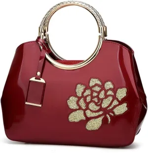 Dayfine Women's Patent Leather Shiny Banquet Shell One-shoulder Diagonal Bag Bridal Wedding Tote