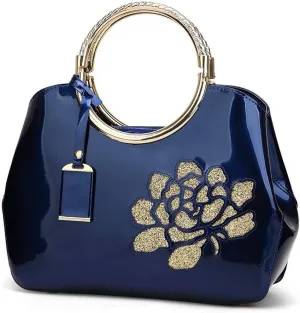 Dayfine Women's Patent Leather Shiny Banquet Shell One-shoulder Diagonal Bag Bridal Wedding Tote