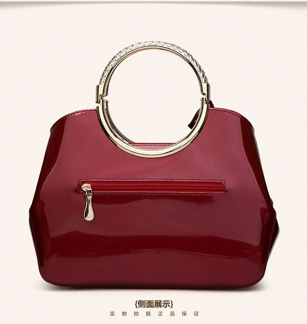 Dayfine Women's Patent Leather Shiny Banquet Shell One-shoulder Diagonal Bag Bridal Wedding Tote