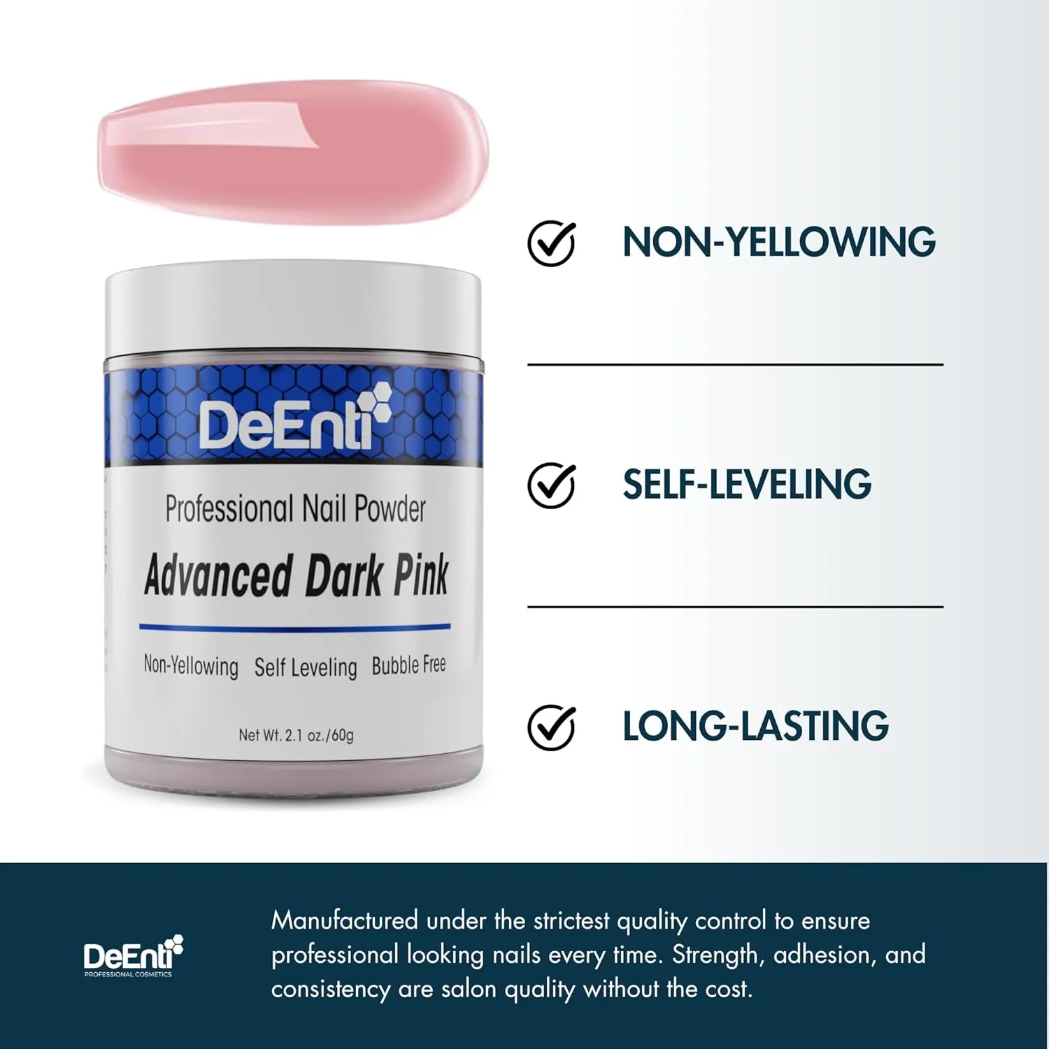 DeEnti Acrylic Nail Powder, 2oz Dark Pink Acrylic Powder Dip for Nails, Long Lasting Salon Quality, Bubble Free Professional Manicures, Fake Nails, Carving & Extensions