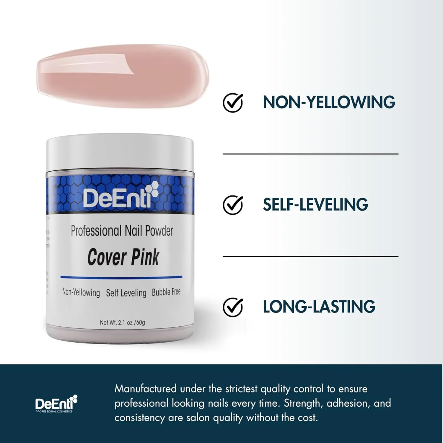 DeEnti Acrylic Nail Powder, 4oz Cover Pink Acrylic Powder Dip for Nails, Long Lasting Salon Quality, Bubble Free Professional Manicures, Fake Nails, Carving & Extensions