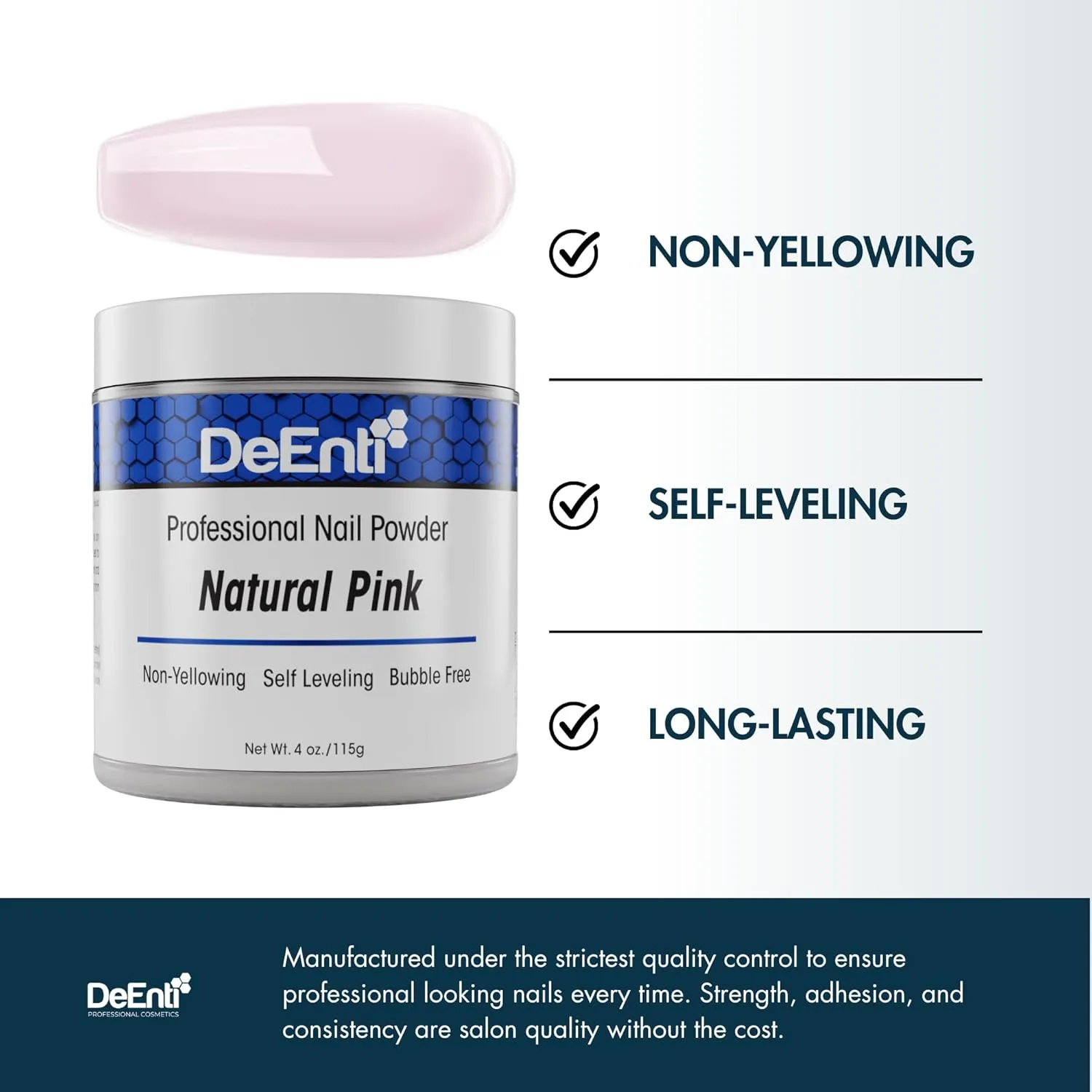 DeEnti Acrylic Nail Powder, 4oz Natural Pink Acrylic Powder Dip for Nails, Long Lasting Salon Quality, Bubble Free Professional Manicures, Fake Nails, Carving & Extensions