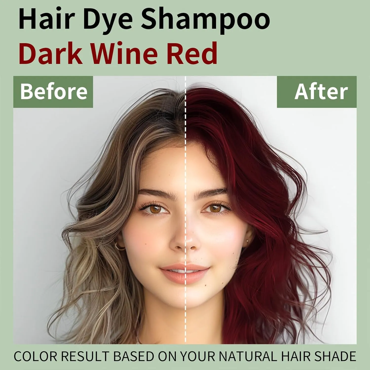 Deep Wine Red Hair Dye Shampoo 3 in 1 for Gray Coverage, Instant Natural Hair Color Shampoo Para Canas Mujer, Semi-Permanent Shampoo Hair Dye, Gifts for Men Women 16.9 Floz